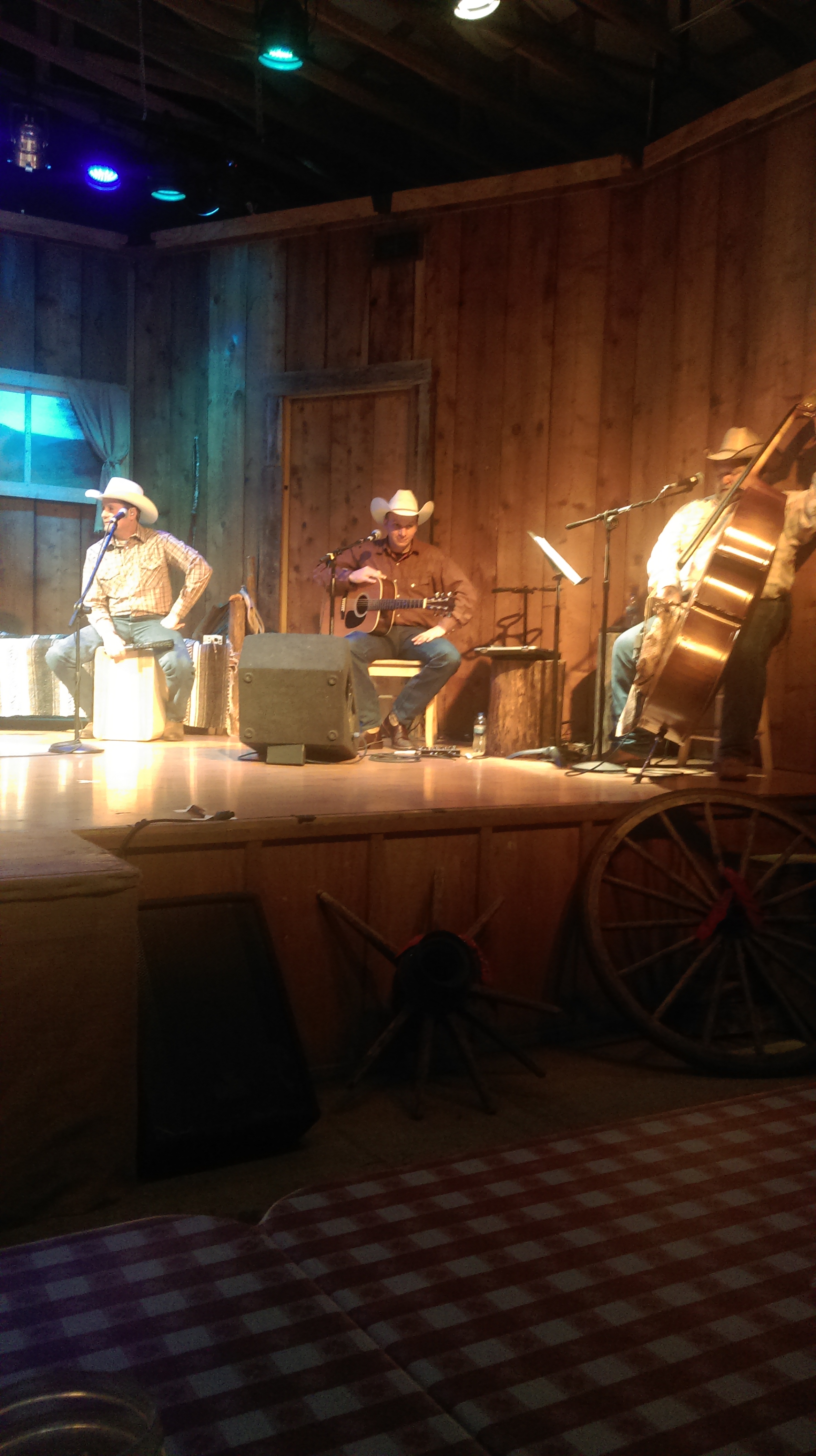 中间的为David叔叔，这是第二天另一个牛仔风的乡村音乐表演